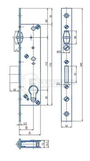 K 435 - zadlabací zámek s válečkem