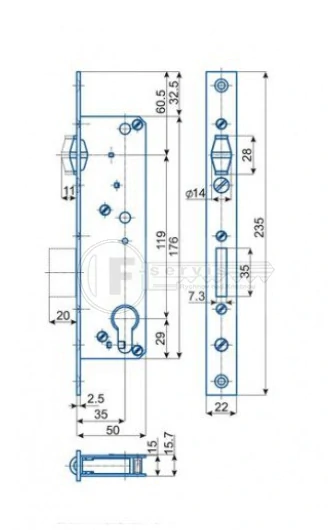 K 445 - zadlabací zámek s válečkem