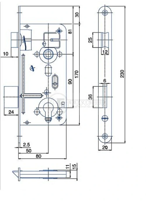 24026 C - zadlabací zámek 90mm