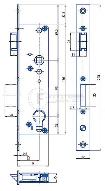 K 421 - zadlabací zámek 90mm