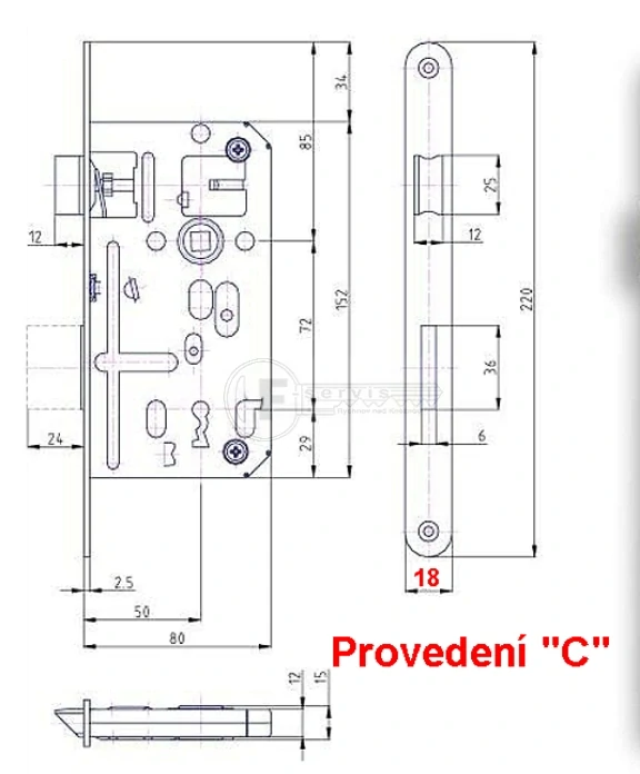 K 134C - zámek pro obyč. klíč 72 mm
