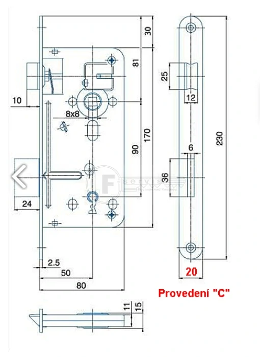 536C - zámek pro obyč. klíč 90mm